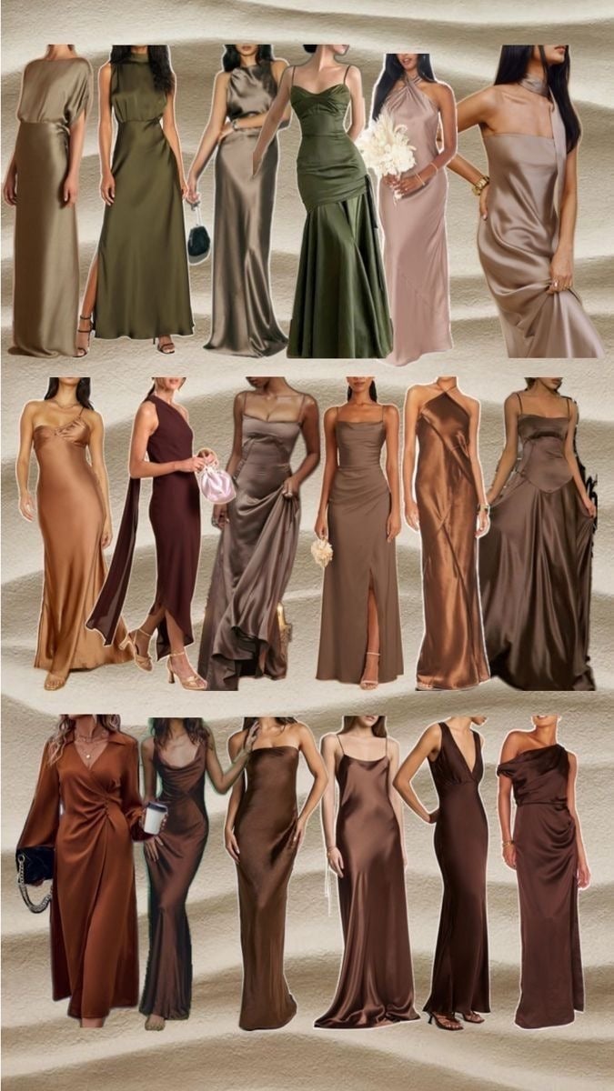 Bridesmaid dress inspiration in green and brown